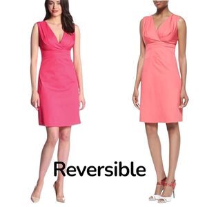 Elie Tahari Coral Empire Waist v Neck Dress Small